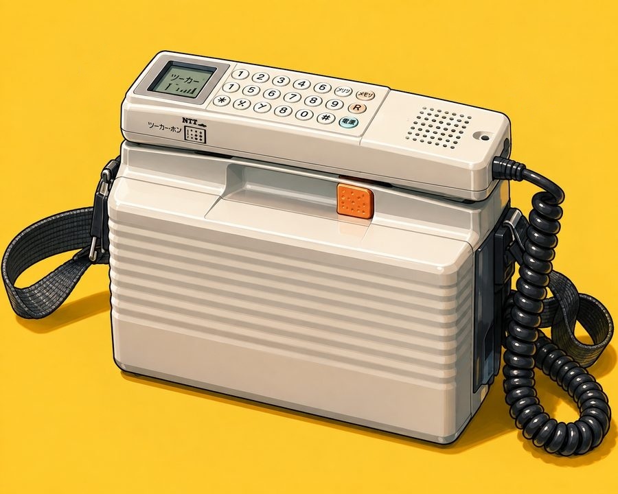 ショルダーホン風の初期の携帯電話